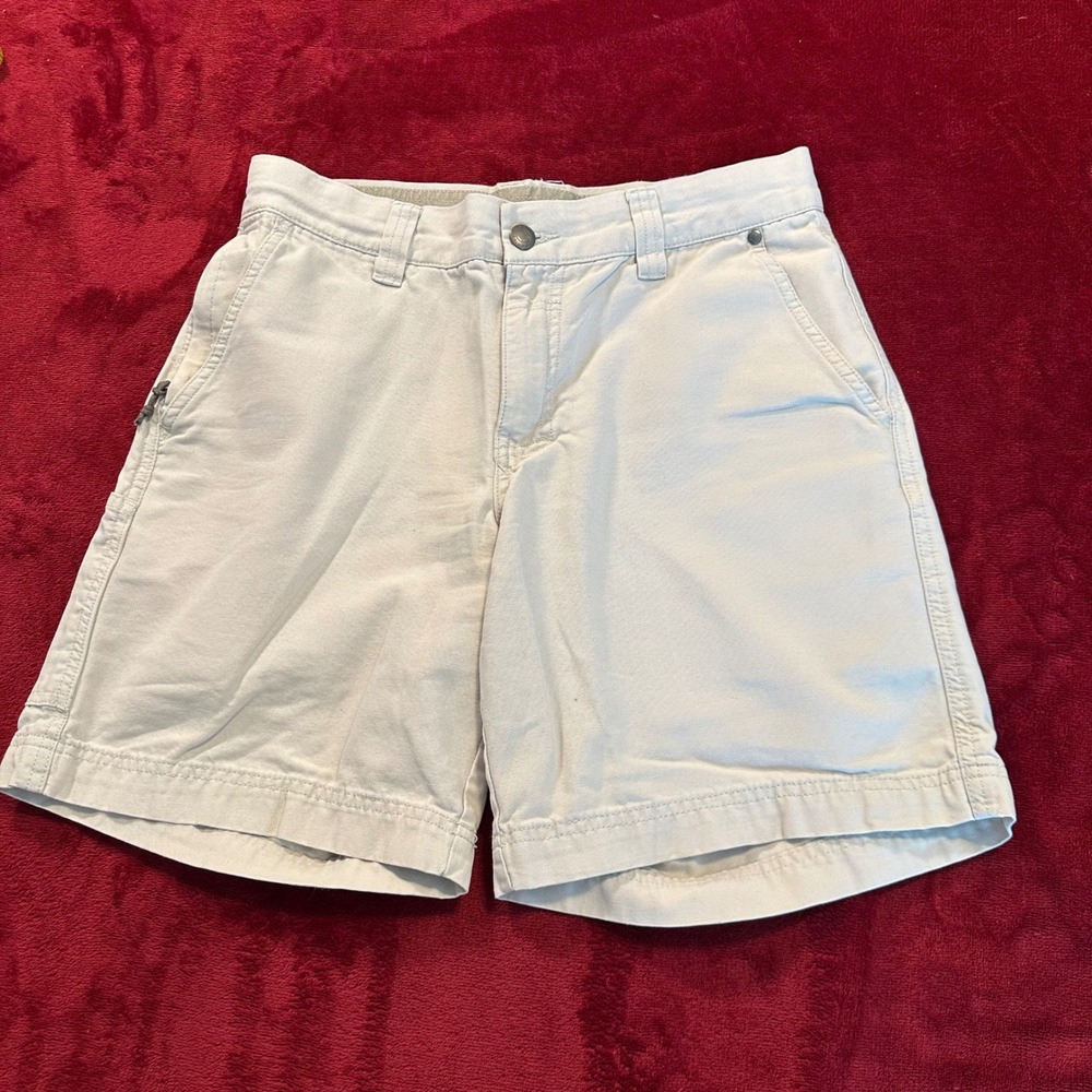 Columbia Mens Utility Canvas Shorts Tan Khaki Size 30W 8L Hiking Outdoor Casual